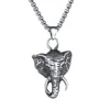 Titanium Steel Vintage 3D Elephant Pendant Charms, Amulet Jewelry for Men