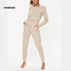 MGOO Adult Jumpsuit Pajama Women Polyester Cotton Beige Casual Loungewear Jumpsuit