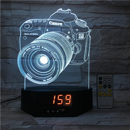 Advertising USB battery led night light Timer Clock 3d desk lamp