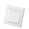 SHARE 250V 16A white PC panel push button 3 gang 2 way wall light switch 86*86 size