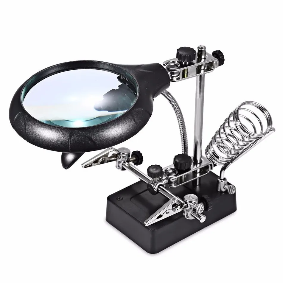 High Quality 5 Led Light 10x Magnifier Desk Lamp Repair Clamp