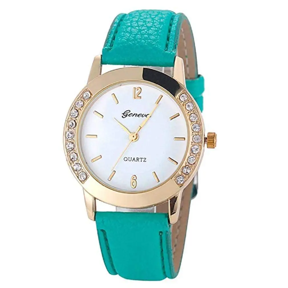 Women Quartz Watches,Windoson Unique Analog Fashion Clearance Lady Watches Female Watches Casual Wrist Watches for Women,Round Dial Case Comfortable PU Leather Watch (Green)