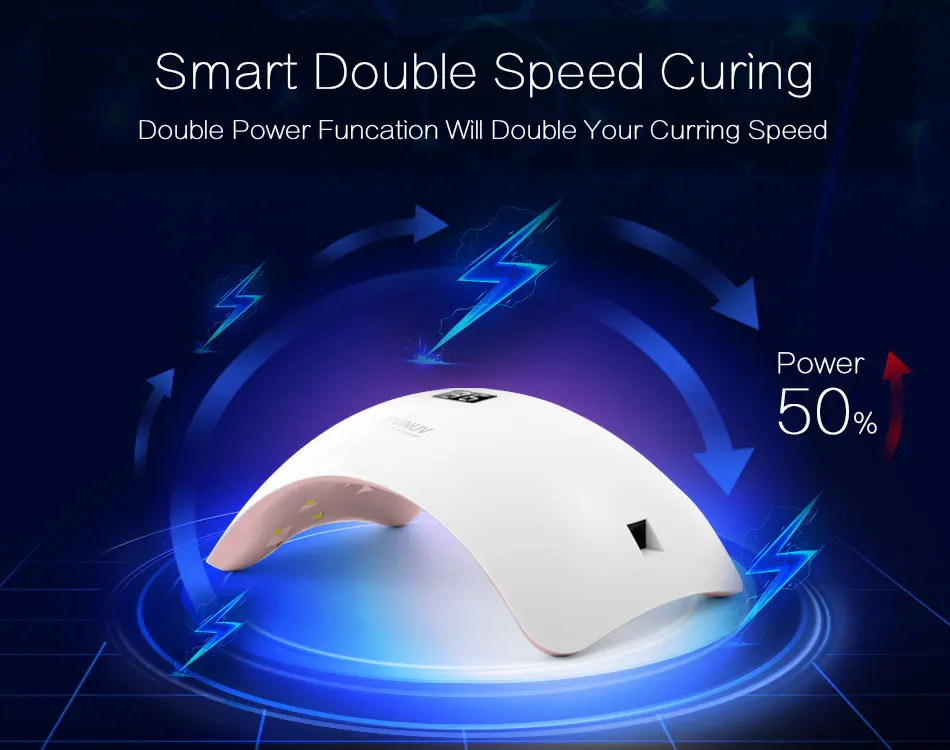 SUNUV SUN8 UV LED Nail Lamp 48W Nail Gel Dryer 30s 60s Timer 90s Low Heat Mode Curing UV LED Gels Nail Polish Art Tools