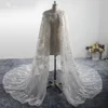 LZP414 New Style Real Photos Long Beaded Wedding Cape White Lace Wedding Jacket Women Wedding Accessories