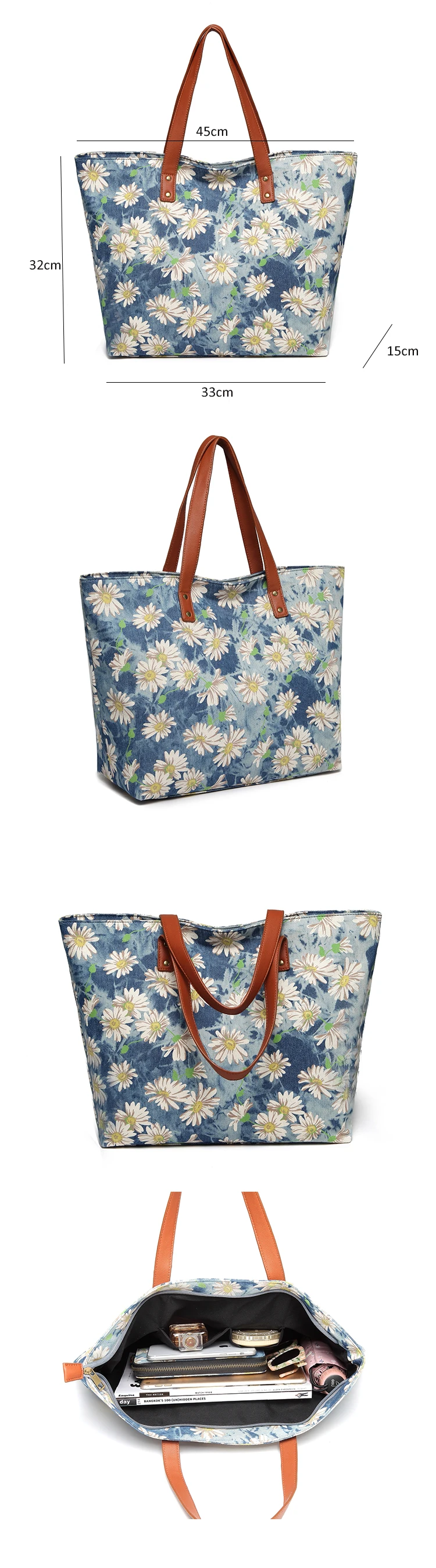 custom printing jean tote bag 