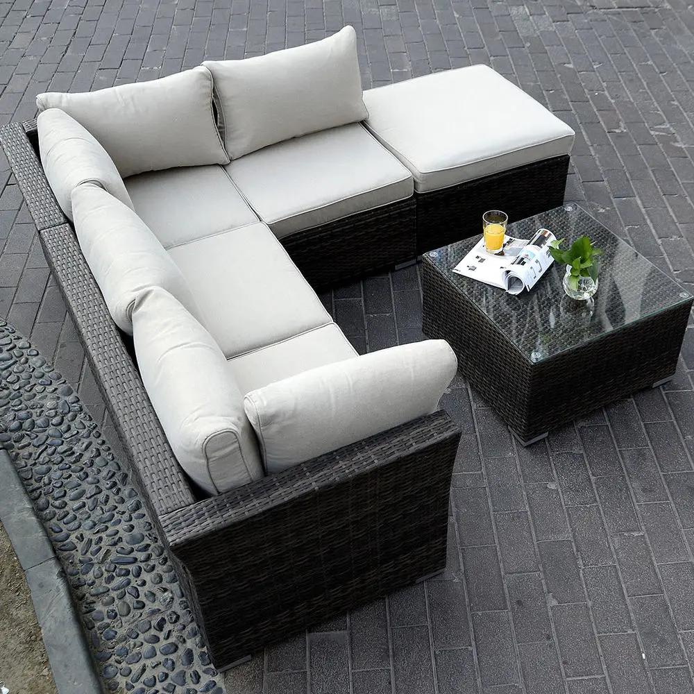 6pc patio sezionale mobili pe rattan set divano in vimini divano ... Set divano rattan