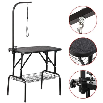 portable grooming table with arm