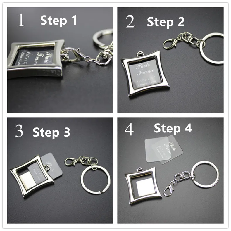 Creative Various Shape Metal Digital Photo Frame Glass Locket Keychain