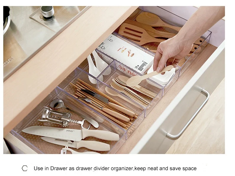 Znf00033 Clear Plastic Kitchen Drawer Organizers For Silverware