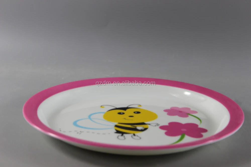 Lovely Bee Printing Round Shape Dinner Plate For Kid