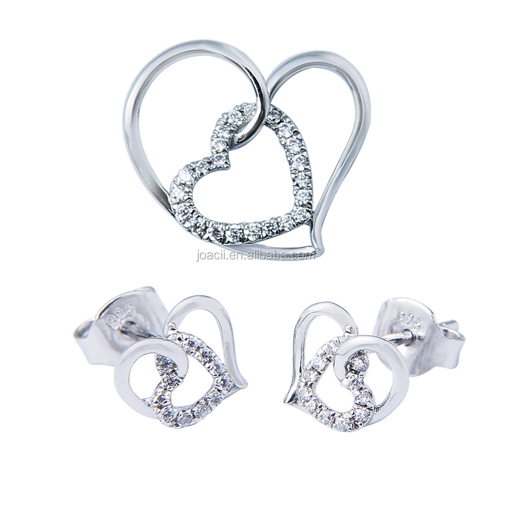 925 Sterling Silver fashionable jewelry Heart Set