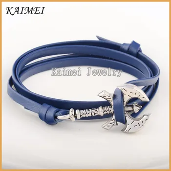 Online Suppliers Stainless Steel Clasp Navy Blue Genuine Online Suppliers Stainless Steel Clasp Navy Blue Genuine Leather Bracelet Maker In China