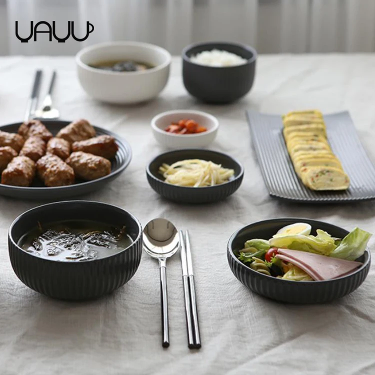 Household used multi-colored striped round 4.5 inch bulk cheap ceramic rice bowl for gift.jpg