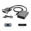 Black Portable VGA to HDMI Adapter with 3.5mm Stereo AV Cable & USB VGA to HDMI Converter