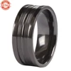 Classic 7mm 8mm Black Titanium Wedding Band Ring Polished Finish Grooved Center Comfort Fit
