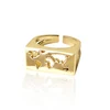 Gemnel dainty 18K gold fine jewelry earth map signet world adjustable ring
