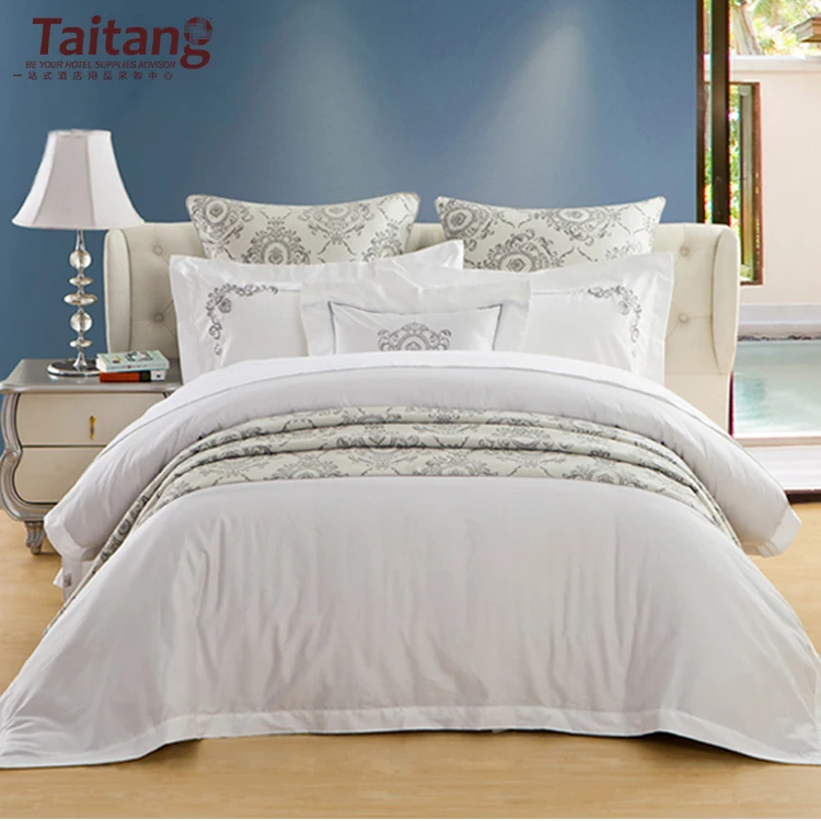 Hotel White Flower Embroidered 100 Cotton Bed Sheet Bedding Sets View Taitang Product Details From Guangzhou Supplies