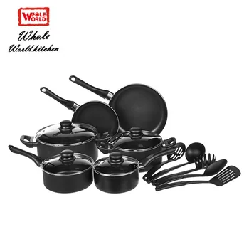 black pots and pans set