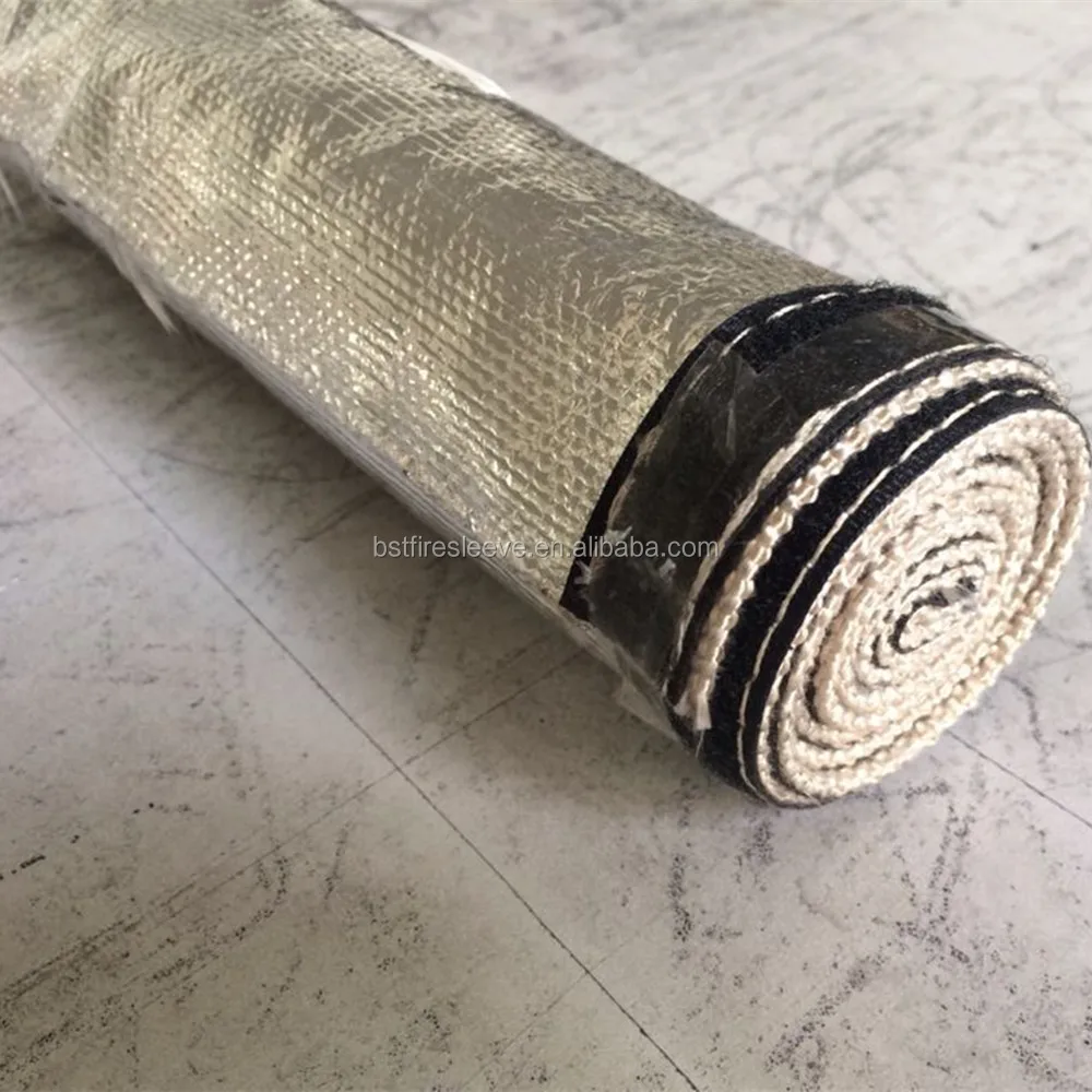 Automotive Insulating Materials Openable Wire Looms Hook And Loop Seam Thermo Aluminium Fibre