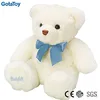 Low price custom stuffed plush white teddy bear with embroidery logo on paws