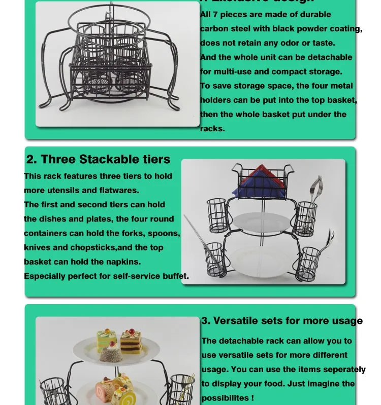 Kitchen Buffet Caddy Set Stack 7 Piece Stackable Set Metal Buffet Caddy