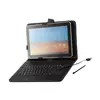 PU Leather Carrying Case with USB Keyboard for table stand 10 inch PC leather case for ipad