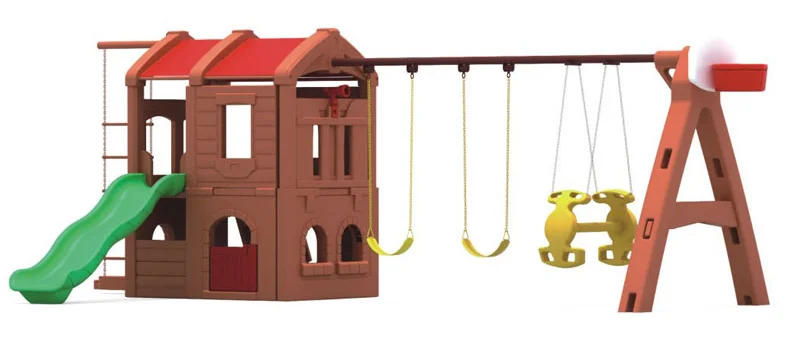hot-sale children outdoor plastic swing and slide sets