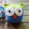 Hand Crochet Boys Green/Blue Without Ears Owl Amigurumi Stuffed Knitted Baby Doll