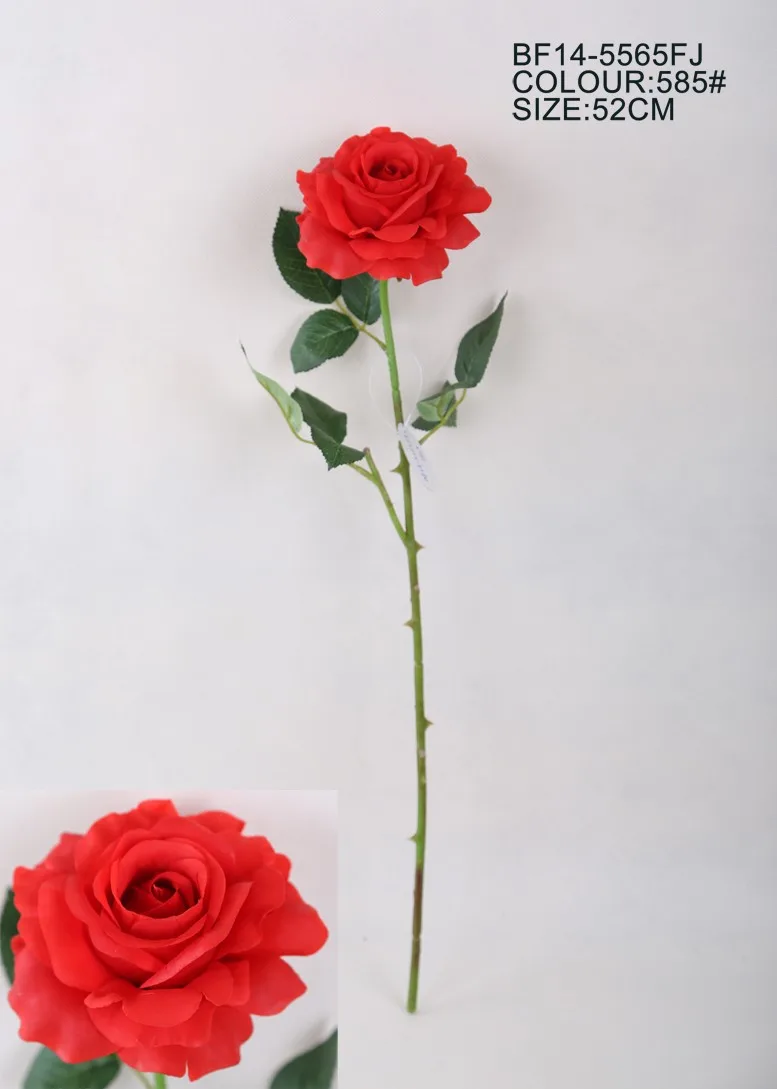 Real Touch Red Artificial Single Stem Rose Bud Flower Wholesale,Fabric ...