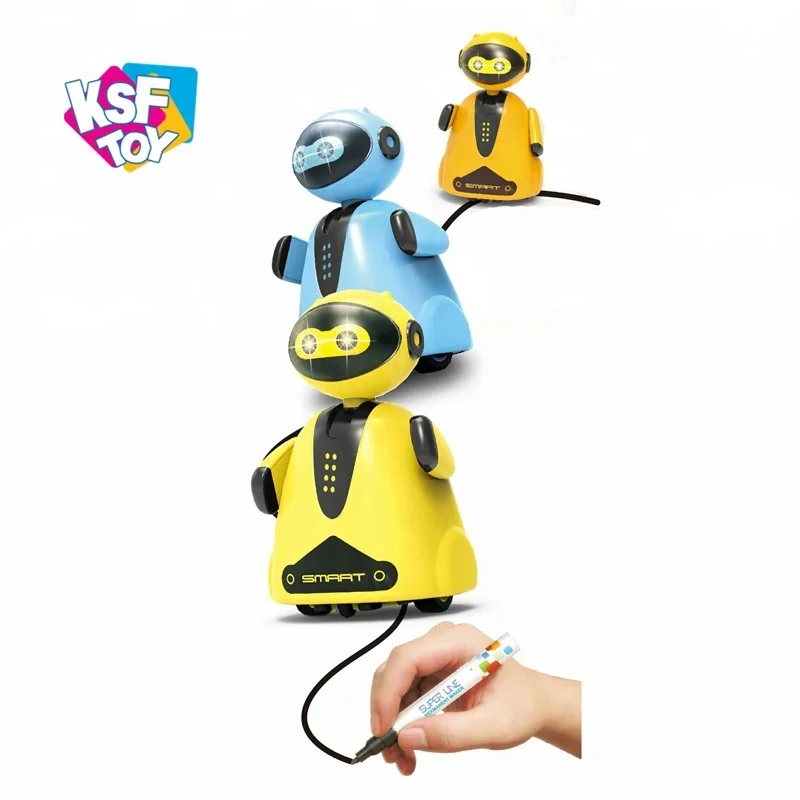 intelligent electronic LED light inductive toy drawing line follower robot with magic pen