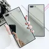 Girl Make Up Mirror Phone Case Square Case For iPhone XR 7 X XS Max XR 7 8 6S Plus Soft TPU Side+PC Full Body Cover