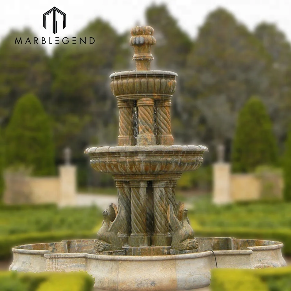 Large Antique Outdoor Marble Stone Garden Water Fountain With Marble Stone Garden Water Fountain