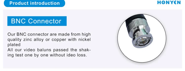 Tool free single channel passive video balun HY-108C