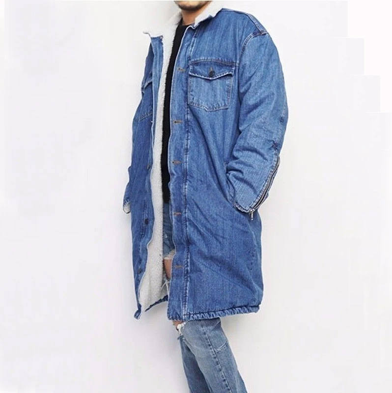 long denim jacket with fur