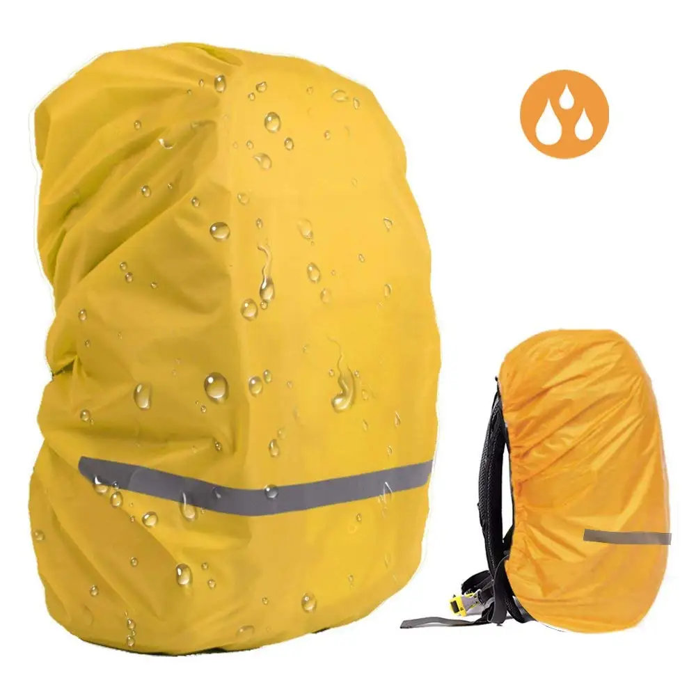 Outdoors Hiking Yellow High Visibility Bag Cover Hi Vis Rain Cover Weather Protection for Cycling Navaris Reflective Waterproof Backpack Cover