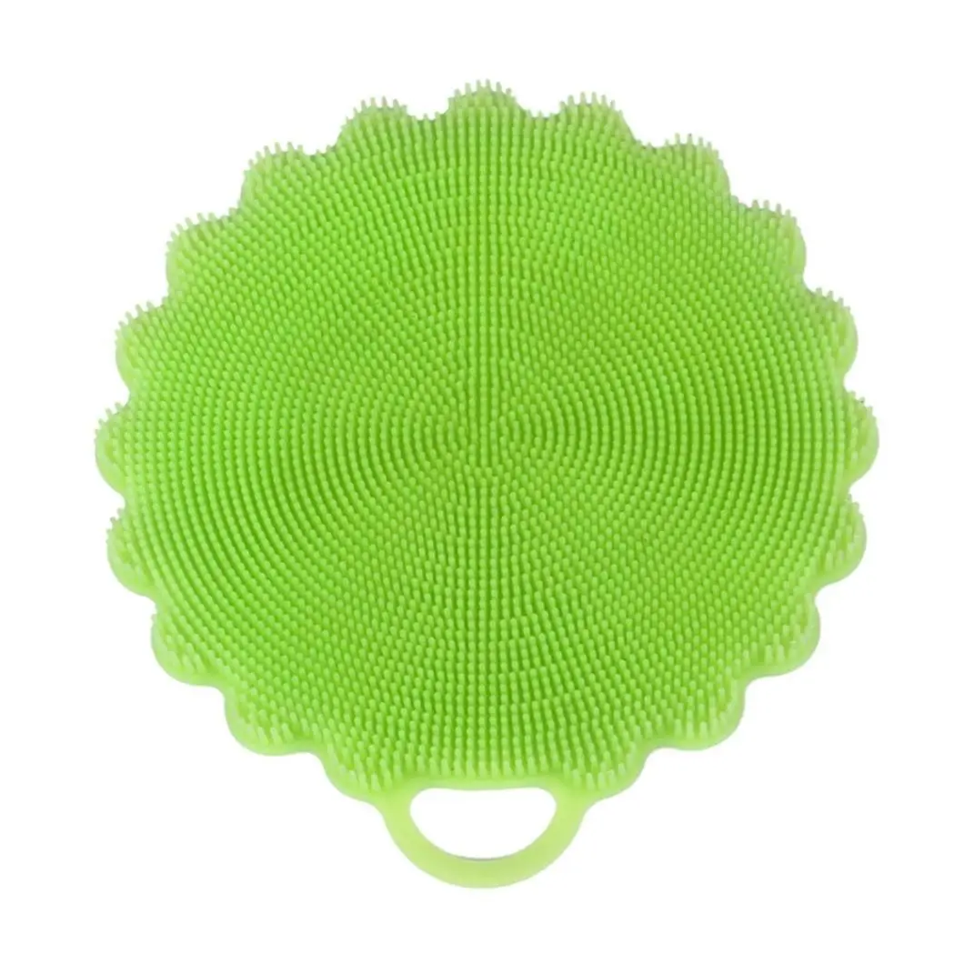 Washing Scrubber,Hunzed Silicone Dish Washing Sponge Scrubber for Washing Dishes Kitchen Cleaning antibacterial Tool (Green)