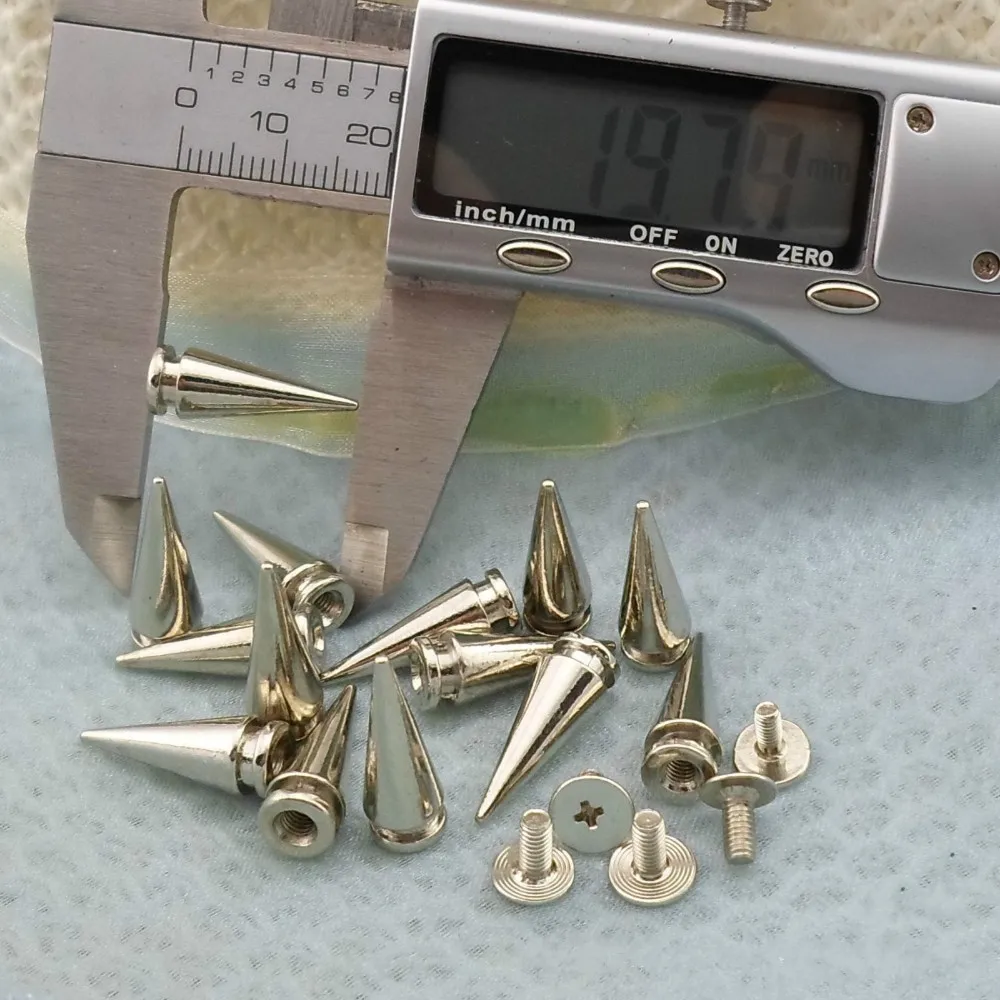 10mmx20mm Double Layer Silver Metal Bag Studs Cone Punk Spike Rivet