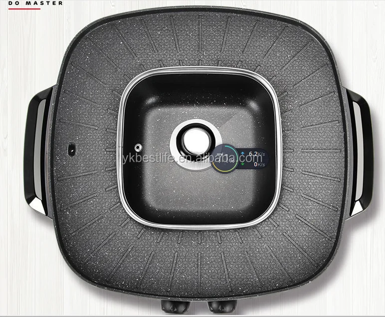 
Square electric griddle with hot pot 