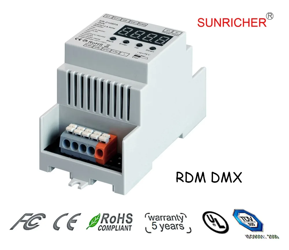12V.24V.36V 4CH,5A/CH DMX RDM DIN RAIL decoder SR2108FBDIN, View