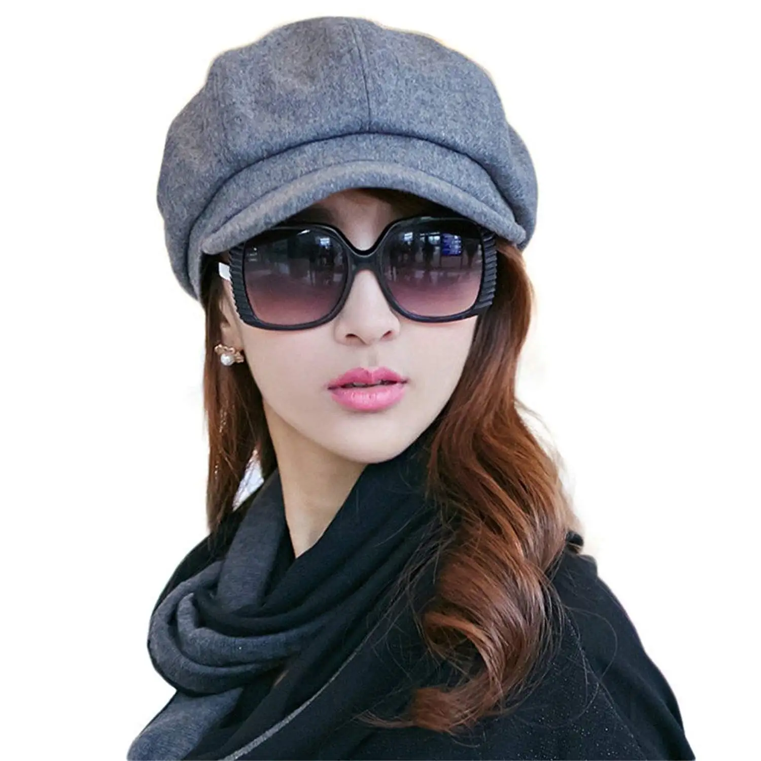 Ladies Newsboy Cabbie Beret Cap Bakerboy Visor Peaked Winter Ivy Flat Hat for Women