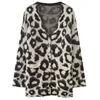 Computer Knitted Women Plus Size Cardigan Custom Women Knitted Casual Loose Warm Winter Jacquard Leopard Print Style Cardigans