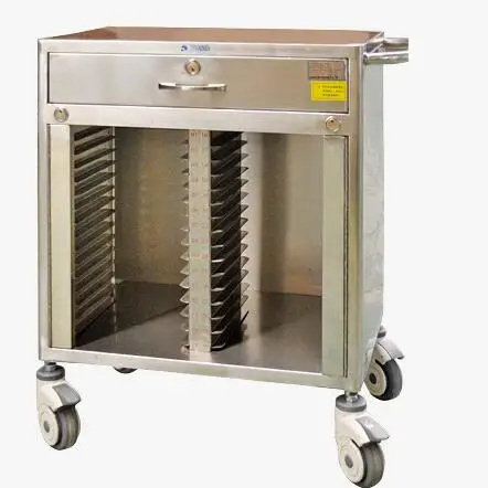 Hospital stainless steel medical record trolley medical cot with cheap price