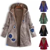 Womens Winter Warm Thick Jacket Outwear Retro Causal Embroidery Hooded Pockets Oversize Coats New