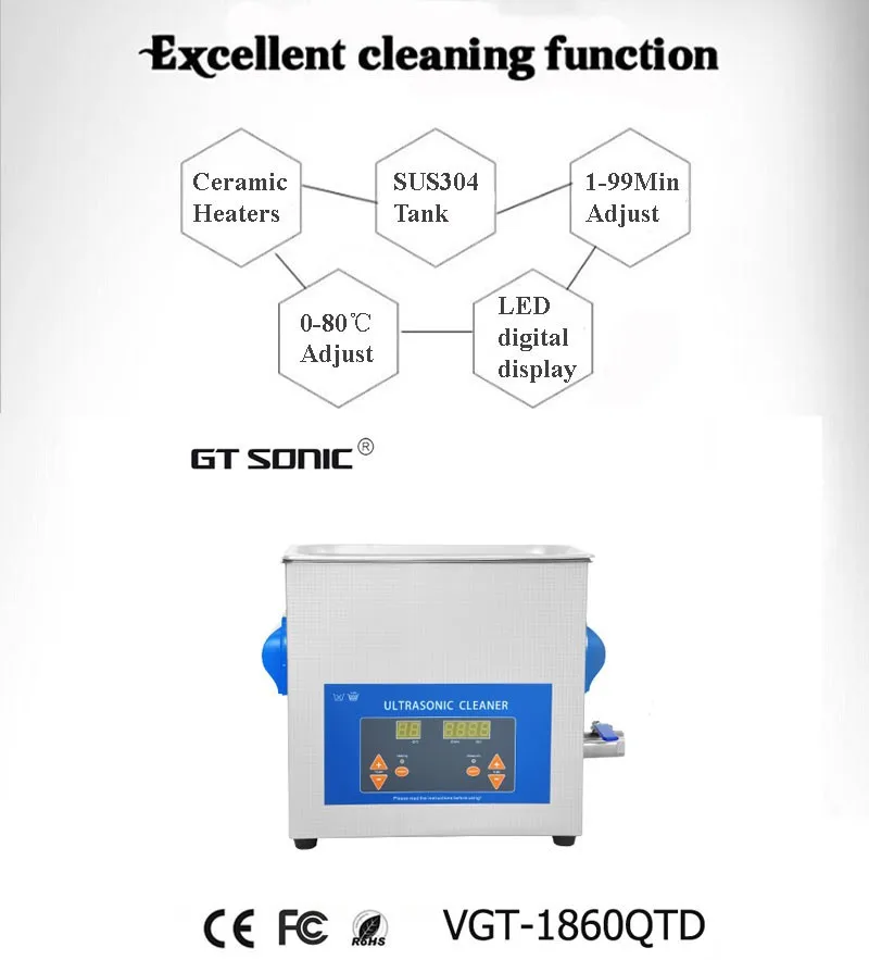 Gt Sonic Vgt1860qtd 6l Bike Chain Ultrasonic Cleaner,Car Parts