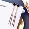 New Fashion Jewelry 925 Auriculotherapy Black Round Earring Long Metal Tassel Earrings