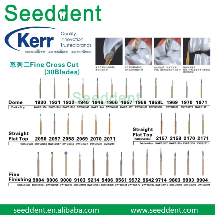 Original Kerr Dental Carbide Bur /kerr Bluwhite Precision Cut Carbides