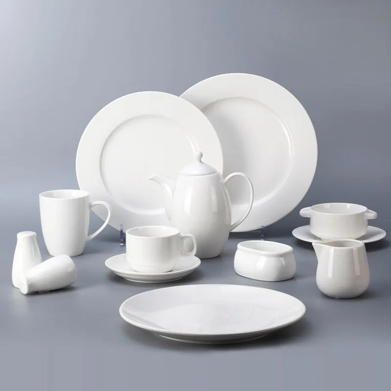 product-Plain White Wedding Crockery Ceramics, Buffet Catering Bone China White, Wholesale Cheap Oem