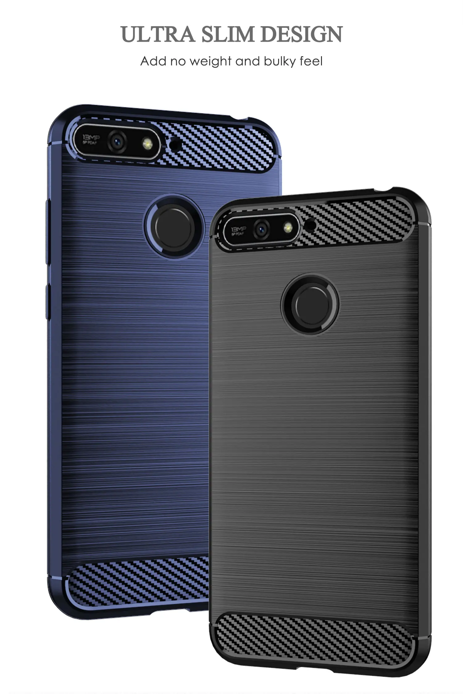 碳纤维防震软tpu后盖手机华为y6 prime 2018