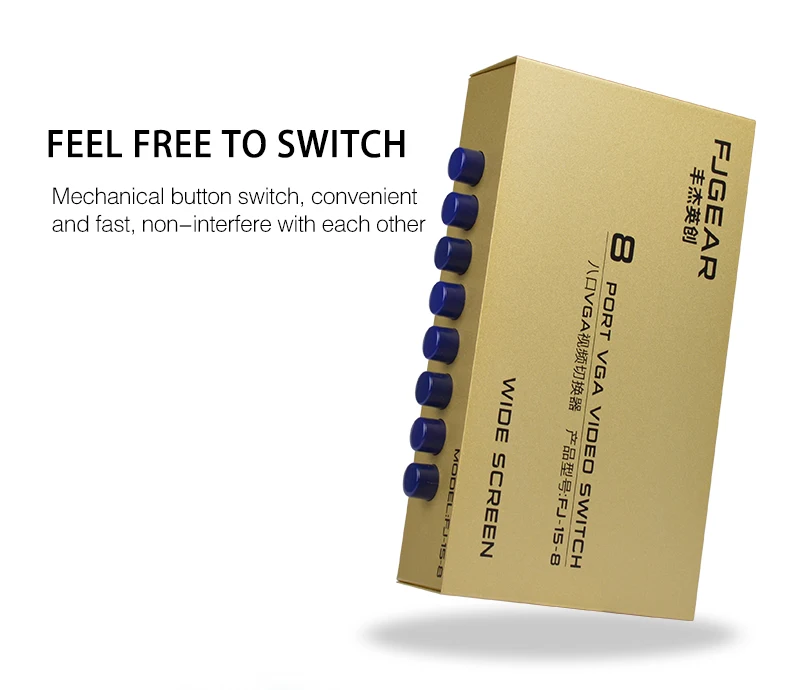 FJGEAR factory selling 8 in 1 out 8 port Vga  Switch