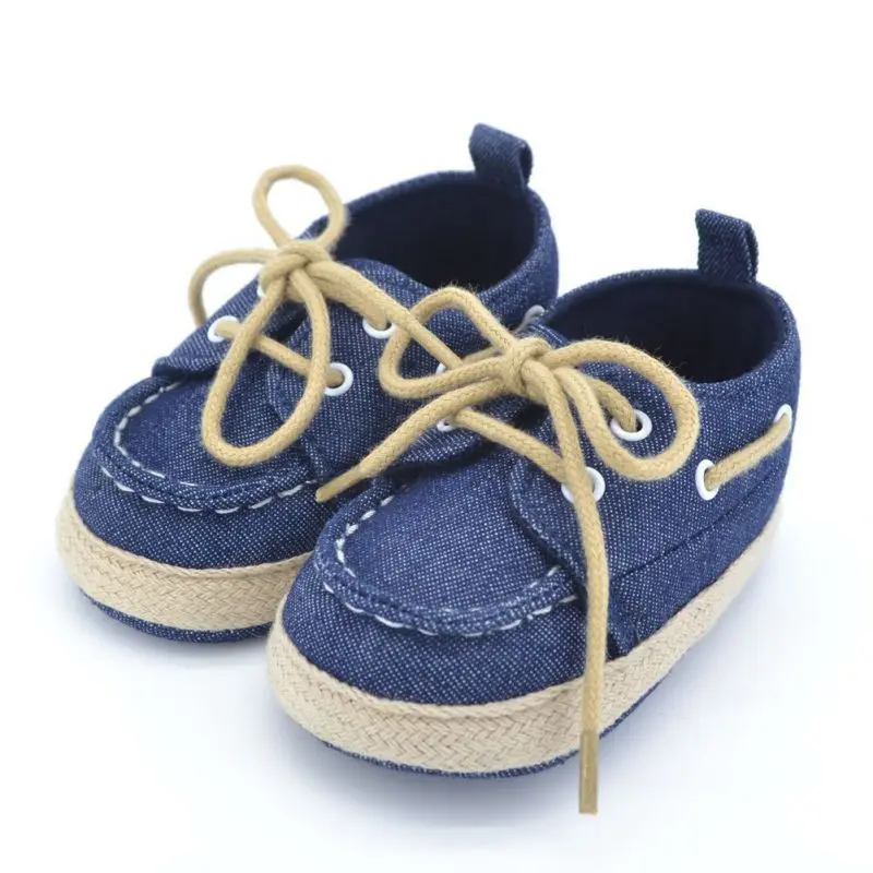 Toddler First Walkers Cotton Canvas Shoes Infant Sneaker Soft Bottom Baby Crib Shoes Lace 1 3Y